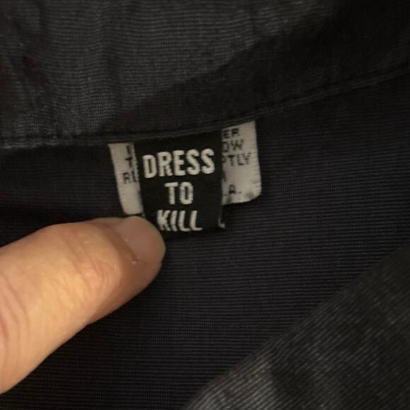 Dress to Kill D to K One Size Lagenlook Button Front Tunic Top Artsy Black Blue - Picture 4 of 8